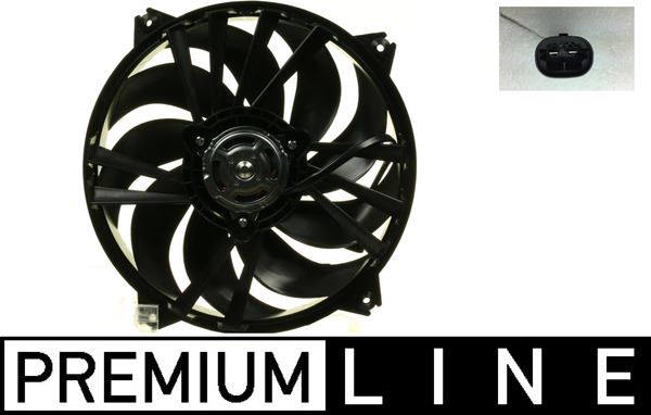 FAN MOTORU + PERVANE CITROEN C4 I-II-DS4 PEUGEOT P307-P307 CC-P307 SW (200W-385mm) - MAHLE - OEM 1253.A9