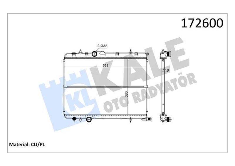 RADYATOR P307 XSARA 1.4I 2.0I (MT) 1 SIRA CU+PL - KALE - OEM 1330.84
