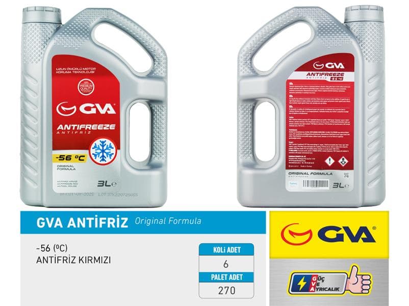 ANTİFRİZ 3 LT -56 C KIRMIZI LONG LİFE (Koli 6 Ad) ...