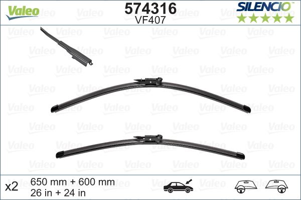 SILECEK SUPURGESI TAKIMI 650mm / 600mm MERCEDES VANEO W414 - VALEO - OEM A1698200145