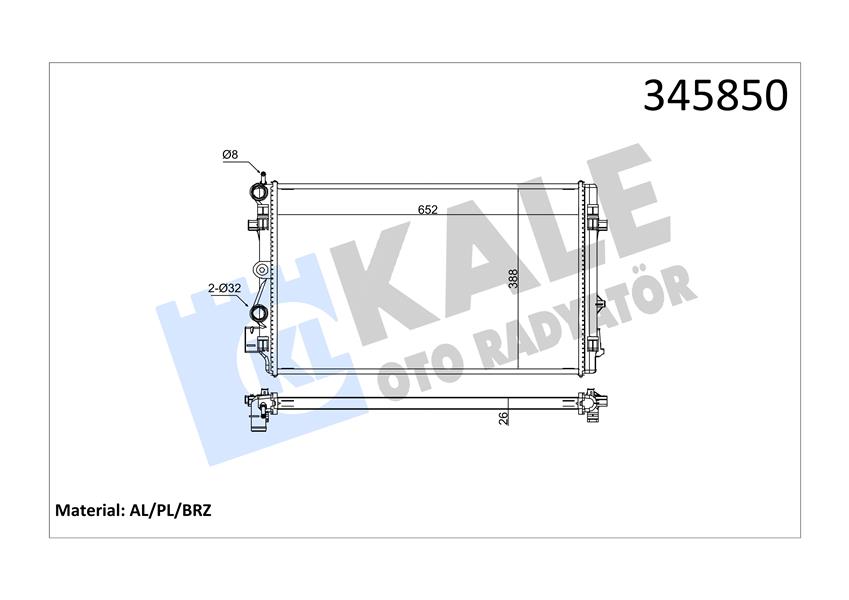 RADYATOR A1 (10+) IBIZA (08+) POLO (09+) 1.4TFSI AL PL BRZ - KALE - OEM 6R0121253D