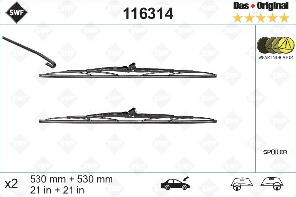 ÖN SİLECEK SÜPÜRGESİ TAKIM PASSAT VOLVO S70 V70 TRANSPORTER T4 (530+530 mm) - VALEO - OEM 701998001