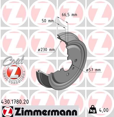 ARKA KAMPANA ASTRA G (98>09) COMBO C (01>11) ASTRA F SW (91>98) (230x265x57x69x4DL) (93189219) - ZIMMERMANN - OEM 568063