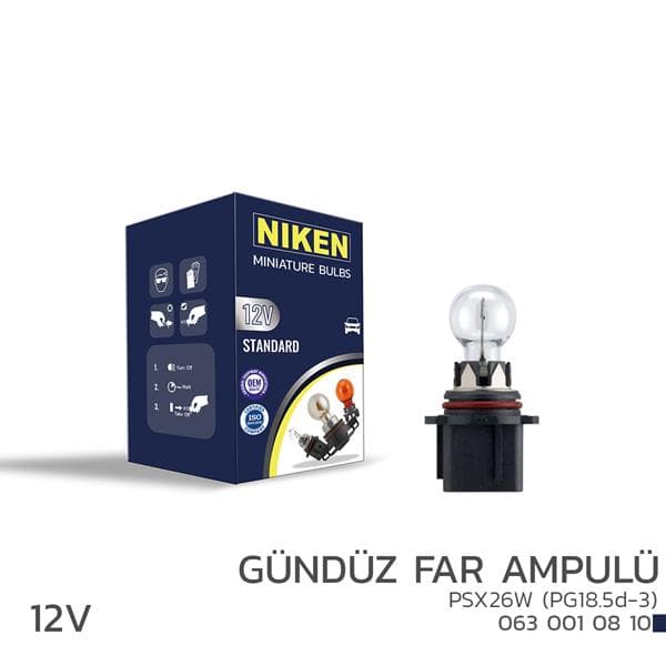 NIKEN 12V PSX26W GÜNDÜZ FAR AMPULÜ(PG18.5d-3) 10L...