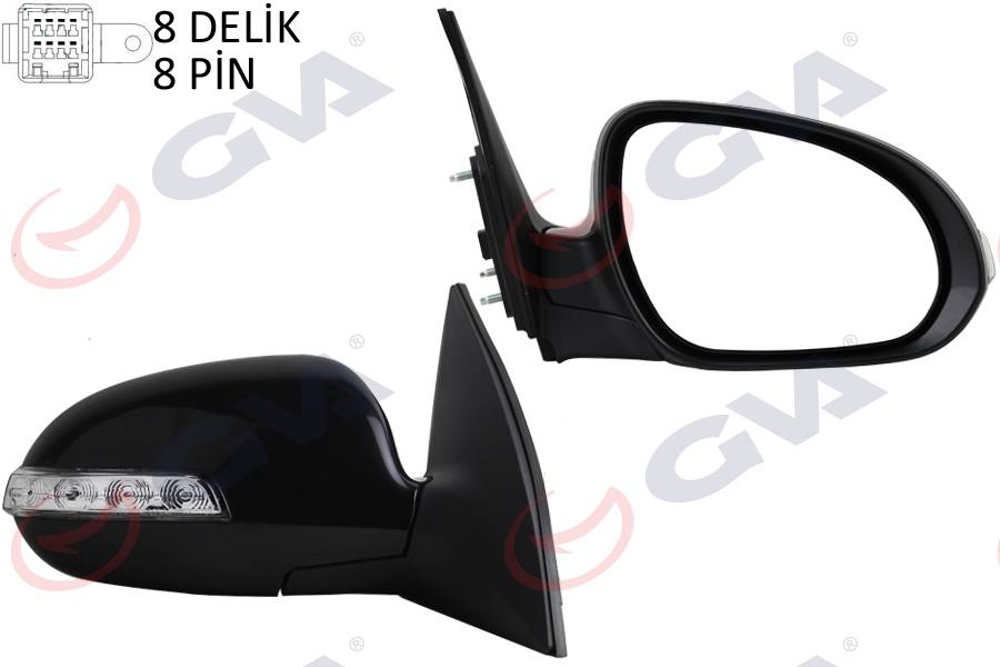 DIŞ DİKİZ AYNASI SAĞ İ30 07> ELEKTRİKLİ+ISITMALI+KATLANIR+SİNYALLİ+SİYAH KAPAK+KONVEKS - GVA - OEM 876202L400