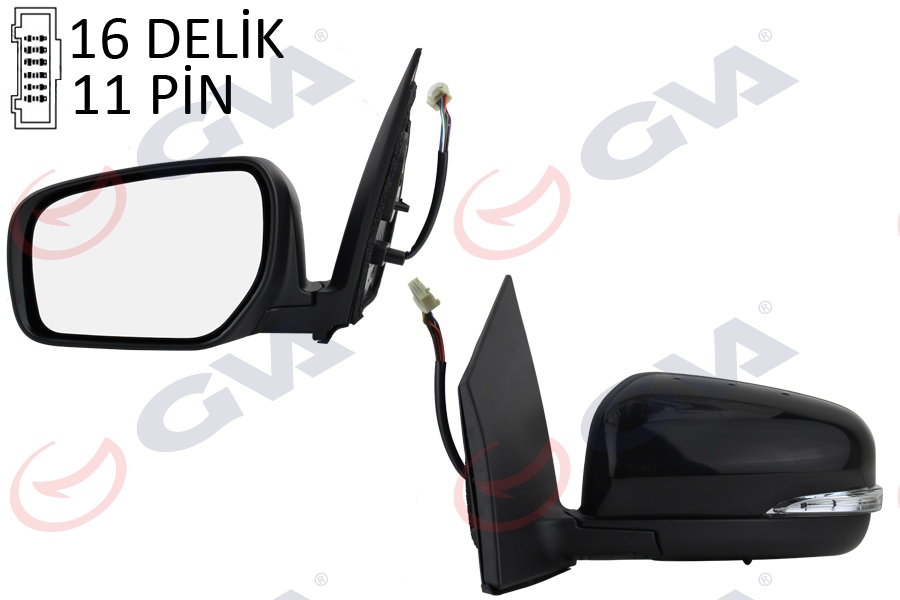 DIŞ DİKİZ AYNASI SOL KALEOS 10> ELEKTRİKLİ+ISITMALI+SİNYALLİ+KATLANIR+SENSÖRLÜ+SİYAH KAPAK+ KONVEKS 11 FİŞ - GVA - OEM 963022066R
