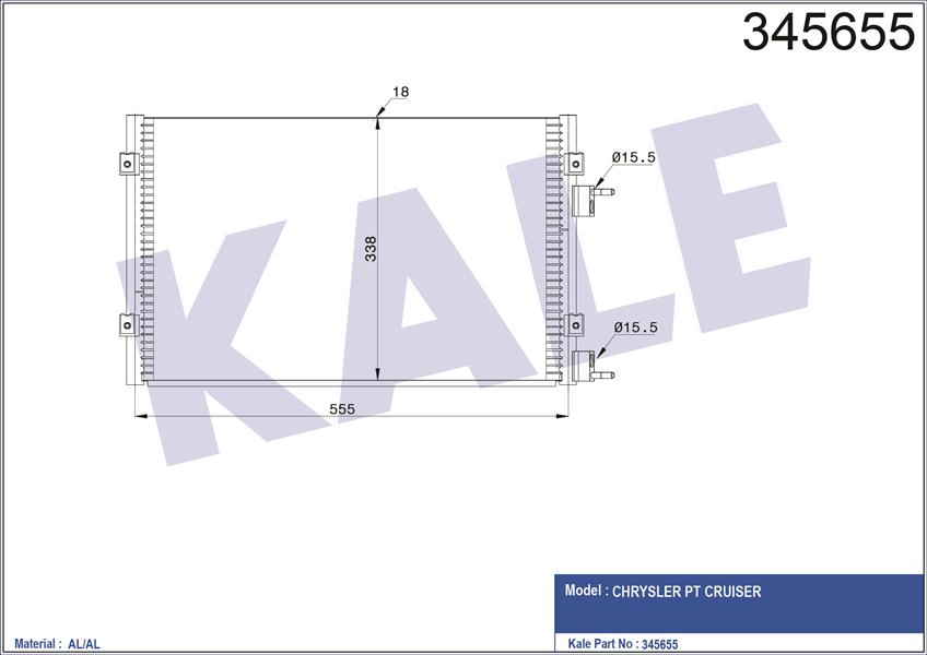 KONDENSER AL/AL PT CRUISER - KALE - OEM 5017405