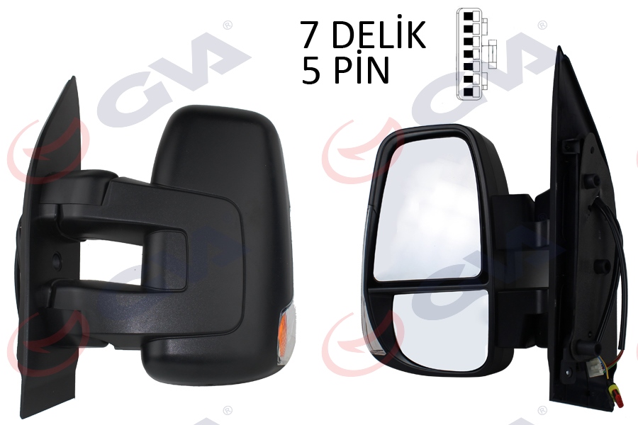 DIŞ DİKİZ AYNASI SOL DAILY 06> MEKANİK+KISA KOL+SİNYALLİ+KONVEKS 2 FİŞ VM-6950L - GVA - OEM 3800401