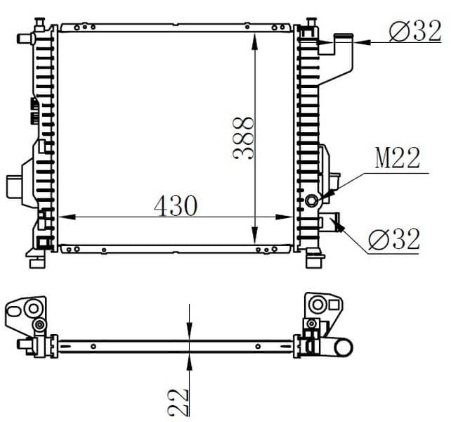 RADYATOR BRAZİNG MT(430X388X22)TWİNGO 1.0İ/1.2İ 93...