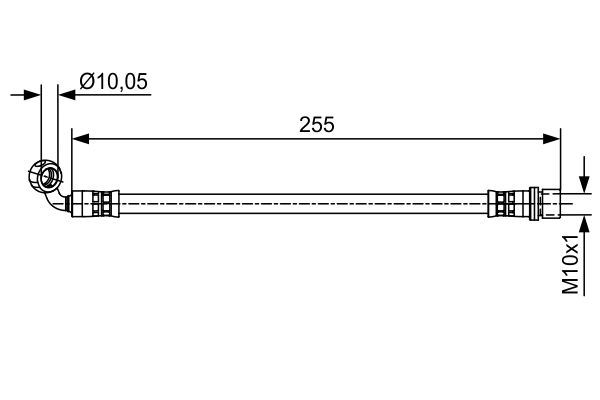 FREN HORTUMU SOL; ARKA. 255.00 MM - BOSCH