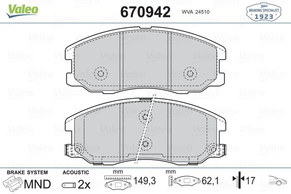 FREN BALATASI ON (149 MM) OPEL ANTARA CHEVROLET CAPTIVA EQUINOX DAEWOO WINSTORM 06- - VALEO - OEM 20789468