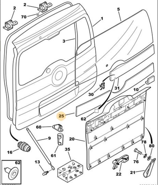 BAGAJ KAPAK ORTA ÇITA PARTNER TEPEE - PSA - OEM 8742.AJ