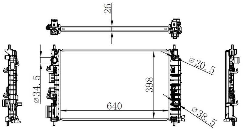 RADYATOR BRAZİNG MT(640X398X16)AVEO 1.3 DİZEL - ORIS - OEM 95022248