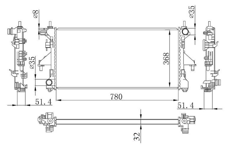 RADYATOR BRAZİNG MT(780X368X32)DUCATO 2.0JTD/2.2JT...