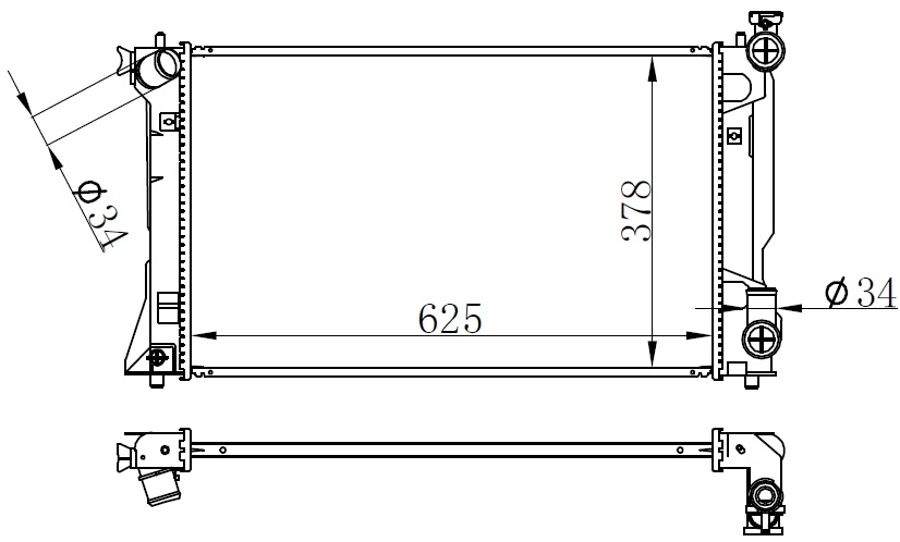 RADYATÖR BRAZİNG AVENSIS 2.0 16V VVTİ 03=> (625x378x16) (MEK.) - ORIS - OEM 164000H180
