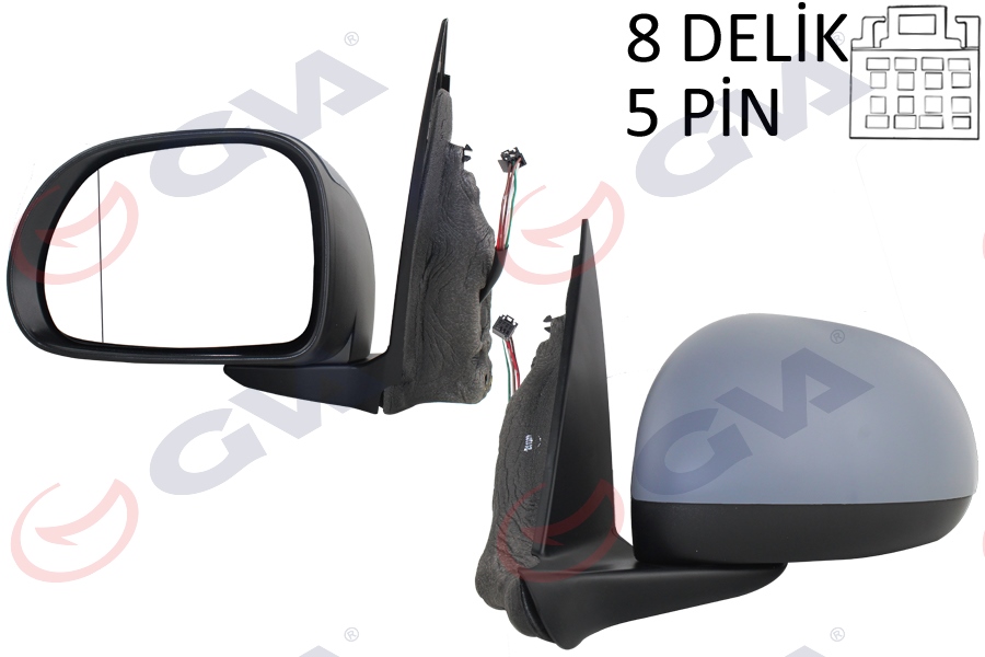 DIŞ DİKİZ AYNASI SOL 500 12> ELEKTRİKLİ+ISITMALI+ASTARLI+ASFERİK VM-670EHPAL - GVA - OEM 735564663