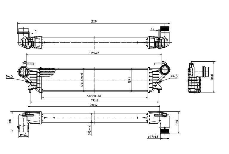 TURBO RADYATORU (INTERCOOLER) EGEA 500L 1.3 1.6 JTD 1.4 96272 - ORIS - OEM 51887954