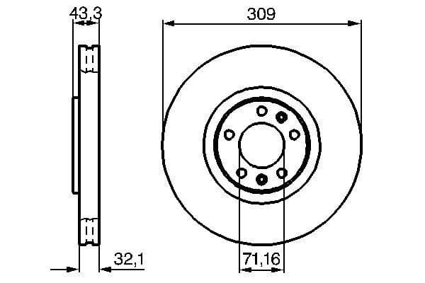 ÖN FREN AYNASI PEUGEOT P607 00>11 (43x309x5DL H...