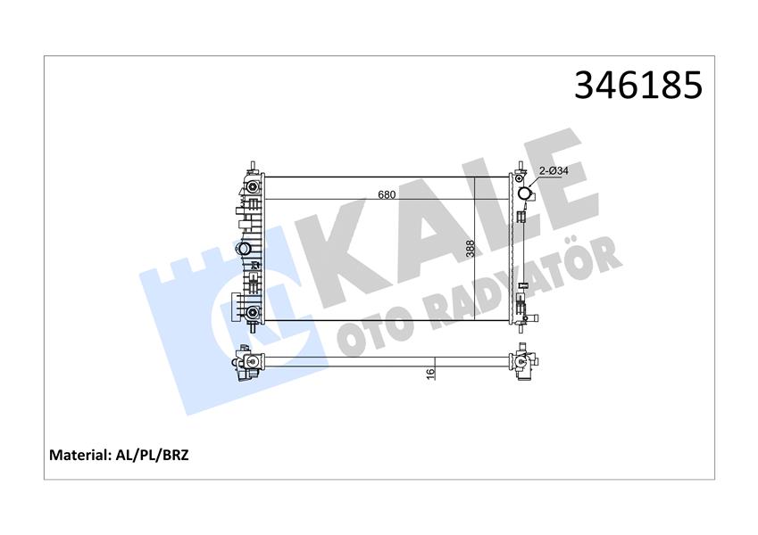 RADYATOR INSIGNIA 2.0 TURBO - SAAB 9-5 (08+) AL PL BRZ - KALE - OEM 1300294