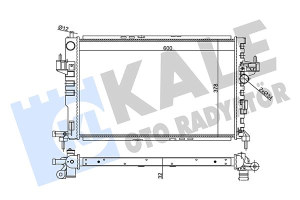 SU RADYATORU 597×368X32 BRAZING OPEL CORSA C COMBO 1.7DI/DTI 00- MT AC/NAC MEKANIK VERSIYONU KL357030 - KALE - OEM 95513832
