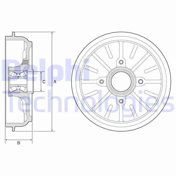 ARKA FREN KAMPANASI (KOMPLE RULMANLI) PEUGEOT P207 07>13-P208 13>19 P301 12> CITROEN C3 09> C-ELYSEE 12> DS3 10>15 - DELPHI - OEM 4247.50