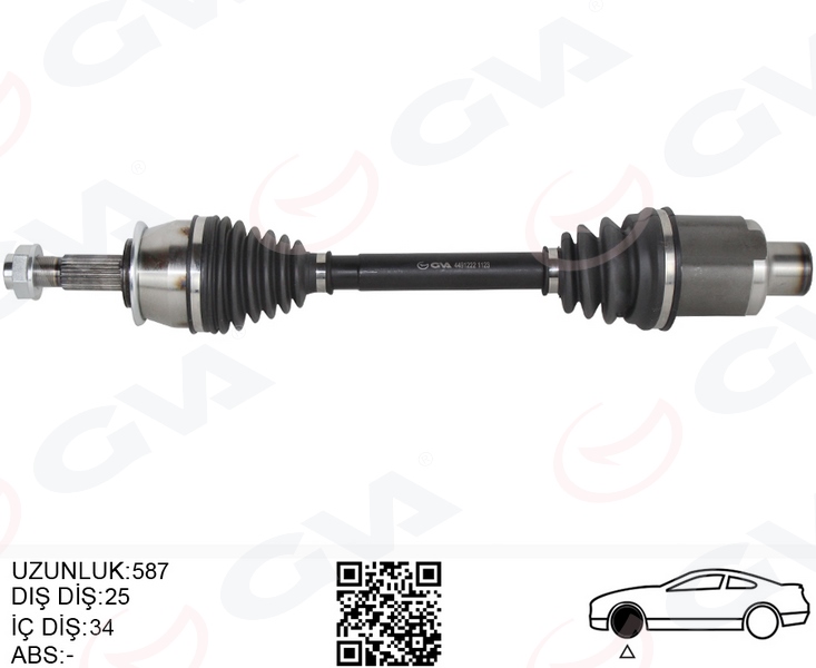 KOMPLE AKS SAĞ OPEL MOKKA 12>19 1.4 NET 1.6 CDTI DTN-DTU-DTH CHEVROLET TRAX 1.4-1.6 12> (M32 - 6T40 ŞANZIMANLAR) (DIŞ 24 DİŞ - İÇ 34 DİŞ) - GVA - OEM 94522003