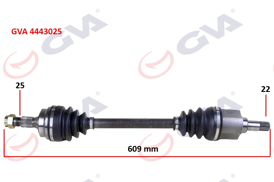 KOMPLE AKS SOL PEUGEOT 306 1.6 (93-00) (609mm) - GVA - OEM 3272.T3